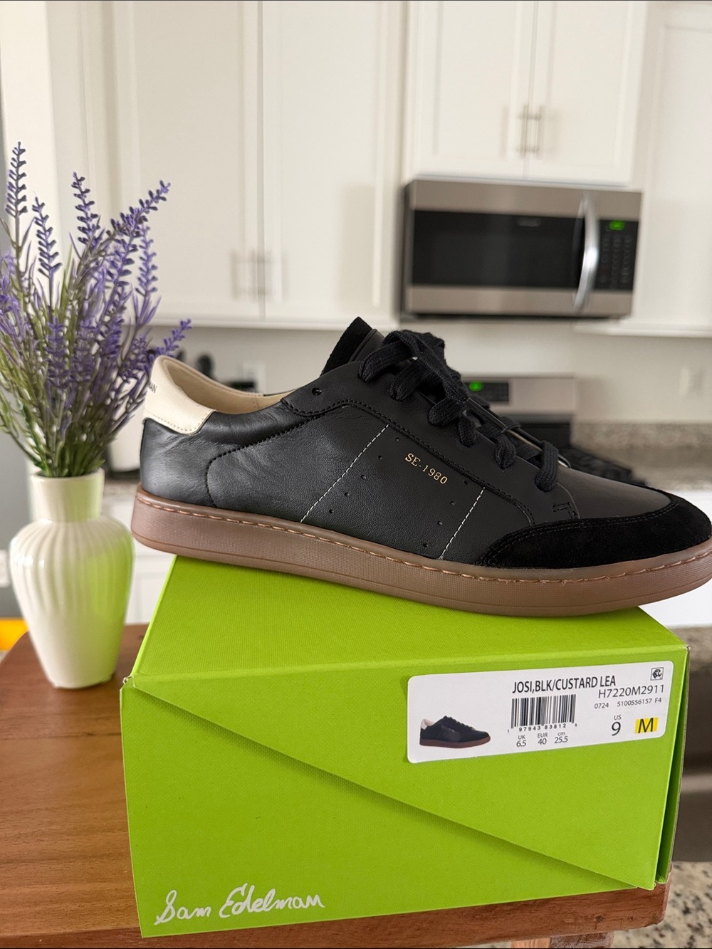 Sam Edelman Black Sneakers with Custard Heel Accent